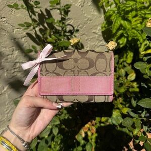 Pink & Brown Coach Monogramed Wallet